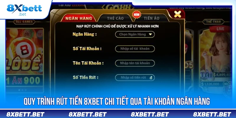 Rút tiền 8XBET về tài khoản ngân hàng